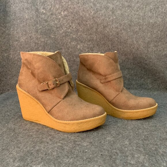 STELLA McCARTNEY Faux Shearling Gum Wedge Ankle Boots - Picture 5 of 11